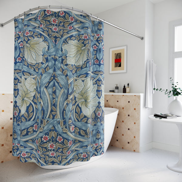 William Morris Azure Floral Lattice Shower Curtain