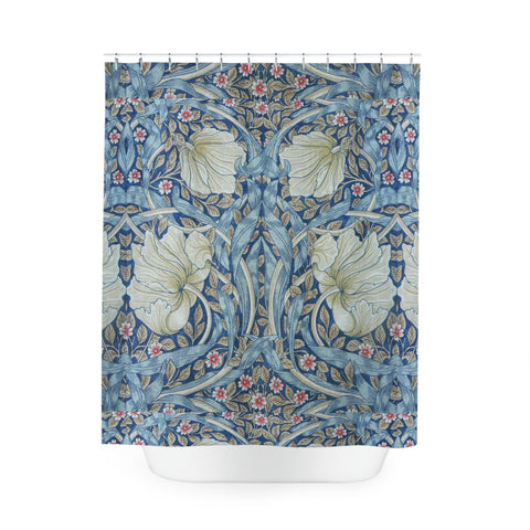 William Morris Azure Floral Lattice Shower Curtain