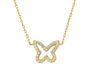 Golden Sparkling Open Butterfly Necklace