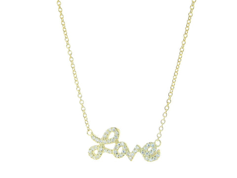 Golden Sparkling Cursive Love Necklace