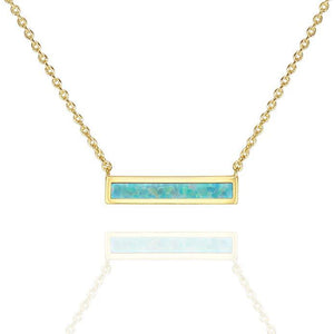 Opal Created Bar Necklace 18" - 18K Gold Plated