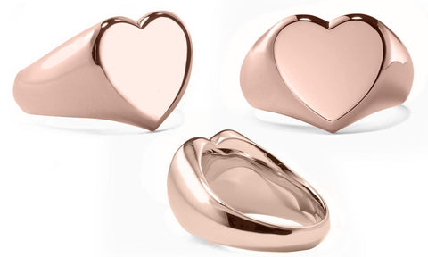 Heart Signet Ring in 18K Rose Gold Plated