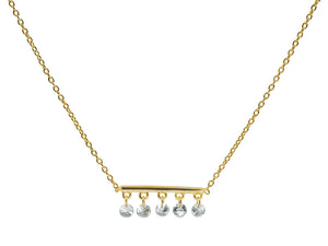 Thin Briolette CZ Golden Bar Necklace