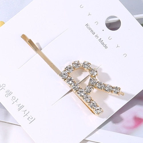 Letter Name Crystal Hair Clip Collection