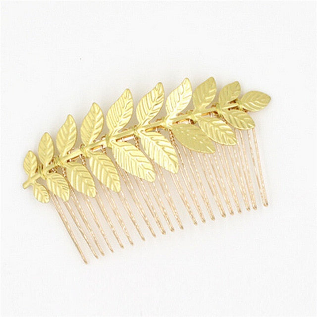 Silver or Gold Leaf Hair Comb Accessory
