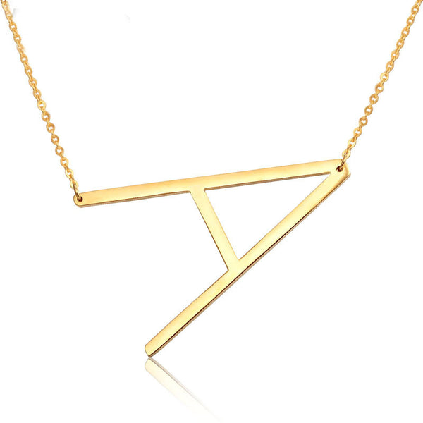 Gold Block Letter Monogram Necklace