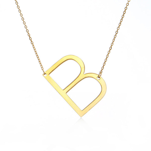 Gold Block Letter Monogram Necklace