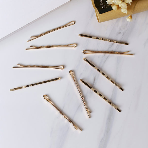 Luxurious 10-Piece Gold Bobby Pin Set - Elevate Your Hairstyle with Timeless Elegance