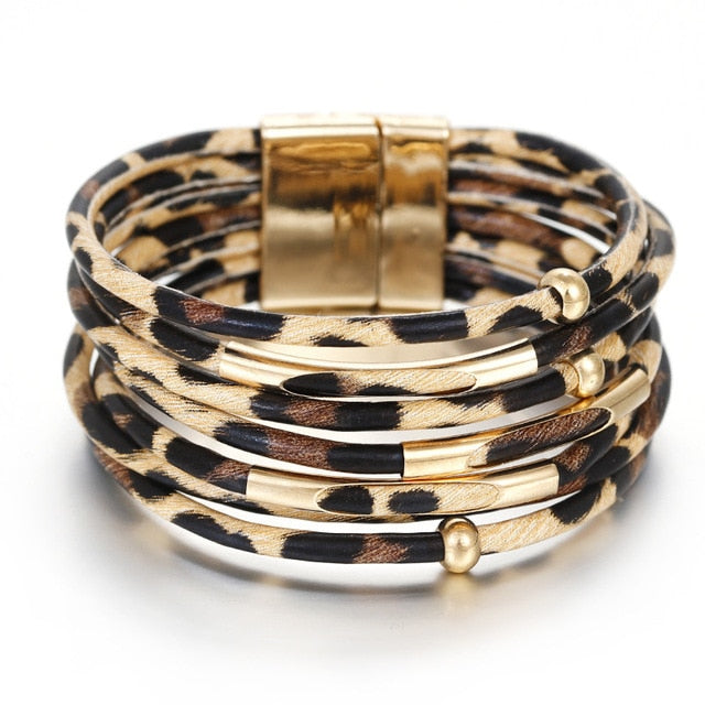 Leopard Leather Bracelet Cuff