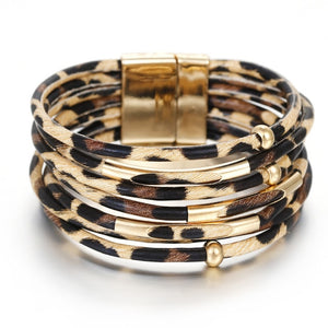 Leopard Leather Bracelet Cuff