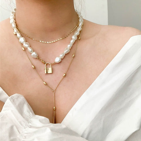 Faux Pearl Layered Necklace