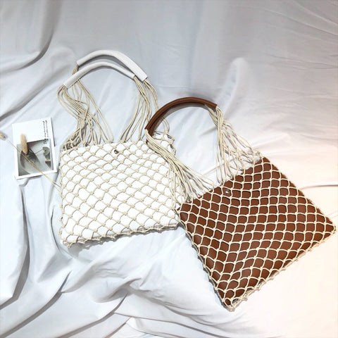 Designer Leather Hollow Out Net Purse