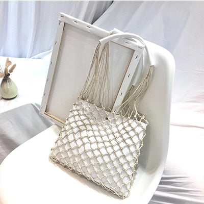 Designer Leather Hollow Out Net Purse