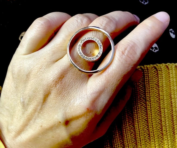 Rhinestone Open Circle Minimalist Ring