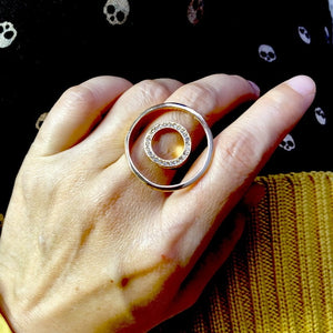Rhinestone Open Circle Minimalist Ring